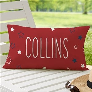 Stars & Stripes Personalized Lumbar Outdoor Throw Pillow - 12x22
