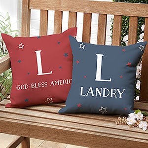Stars & Stripes Personalized Outdoor Throw Pillow - 16x16