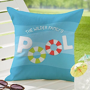 Pool Welcome Personalized Outdoor Throw Pillow - 16x16