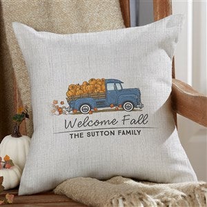 Classic Fall Vintage Truck Personalized Outdoor Throw Pillow - 16x16