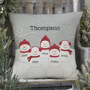 Snowman Family Personalized Outdoor Throw Pillow - 20x20