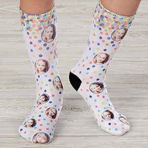 Birthday Confetti Girl Personalized Kids Photo Socks