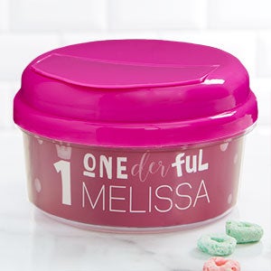 Onederful First Birthday Personalized Toddler 12 oz Snack Cup - Pink