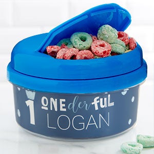 Onederful First Birthday Personalized Toddler 12 oz Snack Cup - Blue