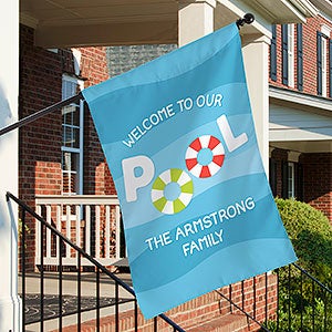 Pool Welcome Personalized House Flag