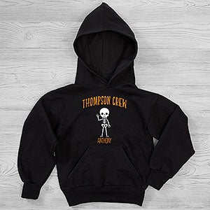 Skeleton Family Personalized Halloween Hanes Youth Hooded Sweatshirt