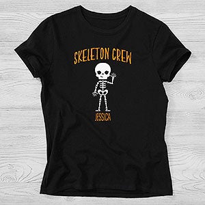 Skeleton Family Personalized Halloween Hanes Ladies Fitted Tee