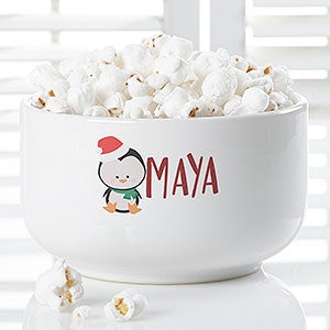 Holly Jolly Characters Personalized 14 oz. Penguin Snack Bowl