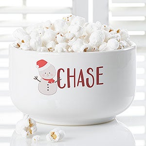 Holly Jolly Characters Personalized 14 oz. Snowman Snack Bowl