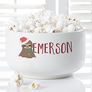 Holly Jolly Characters Personalized 14 oz. Sloth Snack Bowl