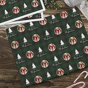 Christmas Plaid Personalized Photo Wrapping Paper Sheets