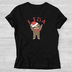 Holly Jolly Character Personalized Christmas Hanes Ladies Fitted Tee