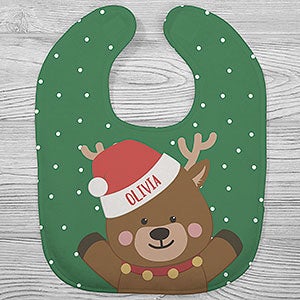 Holly Jolly Characters Personalized Christmas Baby Bib