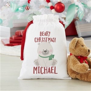 Holly Jolly Characters Personalized Polar Bear Santa Sack - Small