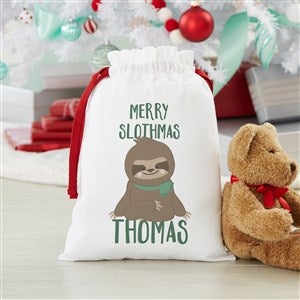 Holly Jolly Characters Personalized Sloth Santa Sack - Small