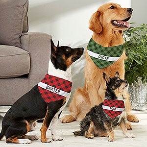 Holiday Plaid Personalized Christmas Dog Bandanas - 27842