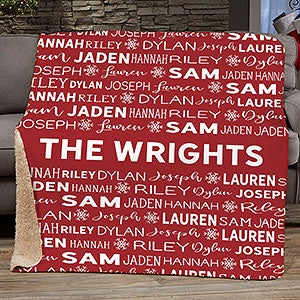 Snowflake Family Personalized Christmas 60x80 Sherpa Blanket
