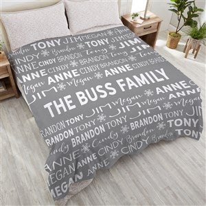 Snowflake Family Personalized Christmas 90x90 Plush Queen Fleece Blanket