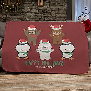 Holly Jolly Characters Personalized 60x80 Sherpa Blanket