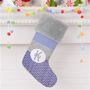Yours Truly Personalized Grey Faux Fur Christmas Stockings