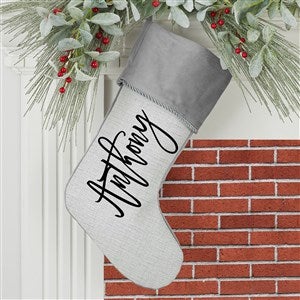 Scripty Name Personalized Grey Christmas Stockings