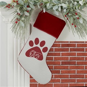 Pet Paw Personalized Burgundy Christmas Stocking