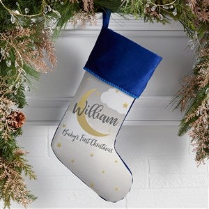 Beyond The Moon Personalized Blue Baby's First Christmas Stocking