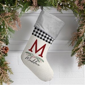 Festive Foliage Personalized Grey Christmas Stockings
