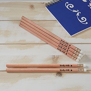 Name & Icon Natural Cedar Wood Personalized Pencils - Set of 12
