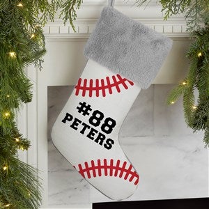 Baseball Personalized Grey Faux Fur Christmas Stockings