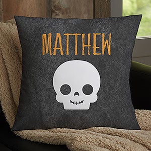 Skeleton Family Personalized Halloween 18-inch Velvet Throw Pillow