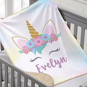 Unicorn Personalized 30x40 Baby Sherpa Blanket