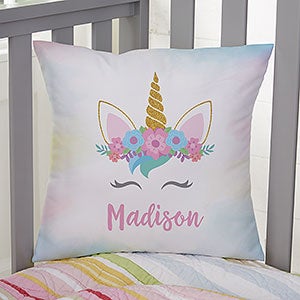 Unicorn Personalized 14-inch Velvet Throw Pillow