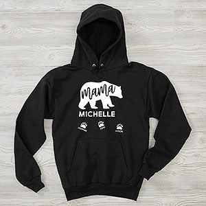 Mama Bear Personalized Hanes Black Hooded Sweatshirt