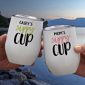 Mom's Sippy Cup Personalized Stainless Stemless Wine Cup