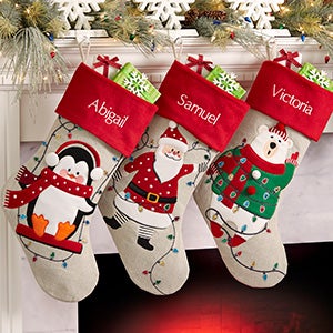 Christmas Lights Personalized Christmas Stockings