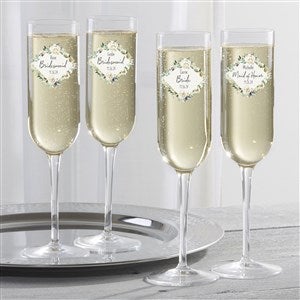 Floral Wedding Neutral Personalized Luigi Bormioli Wedding Party Champagne Flute