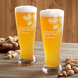 Festive Foliage Christmas Engraved 20oz Pilsner Beer Glass