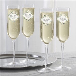 Neutral Colorful Floral Personalized Champagne Flutes