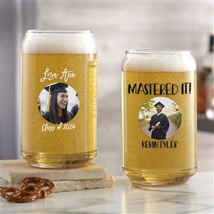 Graduation Photo Personalized 16oz Beer Can Glass
