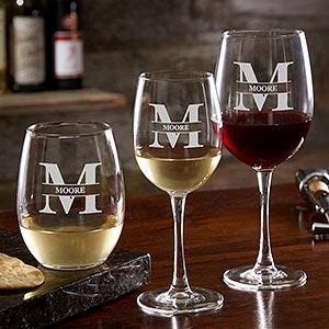 Lavish Last Name Engraved Wine Glasses - 28110