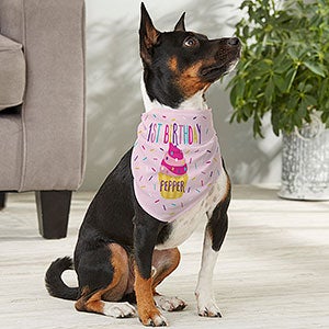 Dog's 1st Birthday Personalized Dog Bandana - Medium