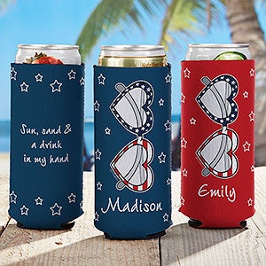 Patriotic Sunnies Personalized Slim Can Holder