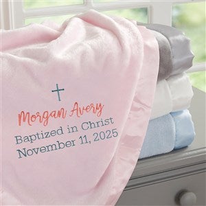 Christening Embroidered Pink Baby Blanket