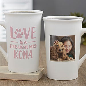 Love is a Four-Legged Word Personalized Latte Mug 16 oz White
