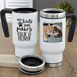 My Kids Have Paws Personalized 14 oz. Commuter Travel Mug - 28223