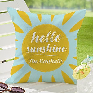 Sunshine Personalized 16 inch HELLO SUNSHINE Pillow | Word pillow