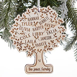 Family Tree Of Life Personalized Whitewashed Wood Ornament