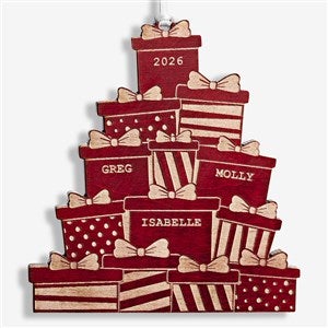 Personalized Christmas Presents Red Maple Wood Ornament - #28323-R