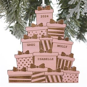 Christmas Presents Personalized Pink Stain Wood Ornament